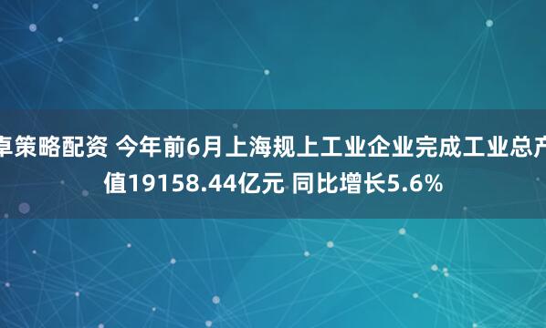 卓策略配资 今年前6月上海规上工业企业完成工业总产值19158.44亿元 同比增长5.6%