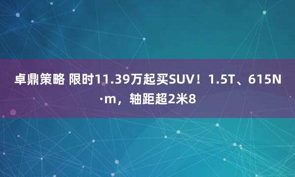 卓鼎策略 限时11.39万起买SUV！1.5T、615N·m，轴距超2米8